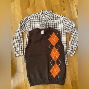 Gymboree Boys size 10-12 two piece sweater vest & shirt set